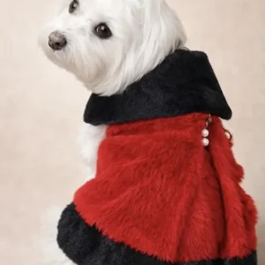 abrigo para perro velvet rojo elegante con cuello negro