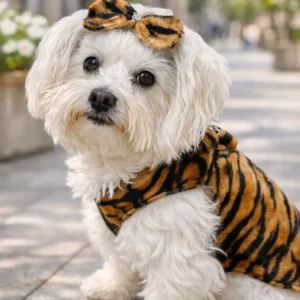 Arnés Bengala con lazo decorativo animal print que aporta un toque sofisticado y exclusivo al diseño.