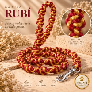 Correa artesanal para perro RUBÍ – Pet.Olid